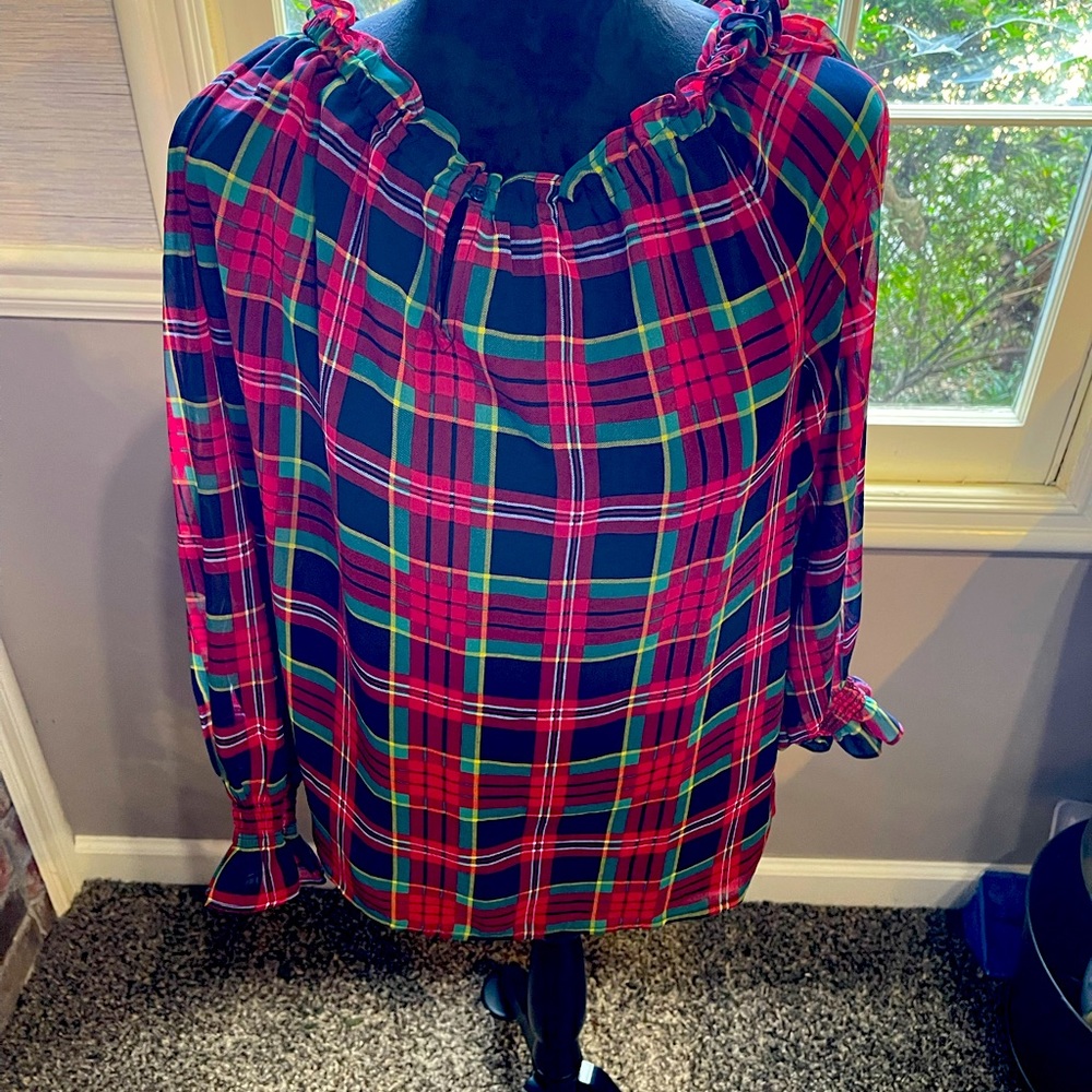Talbots plaid  women’s blouse size medium